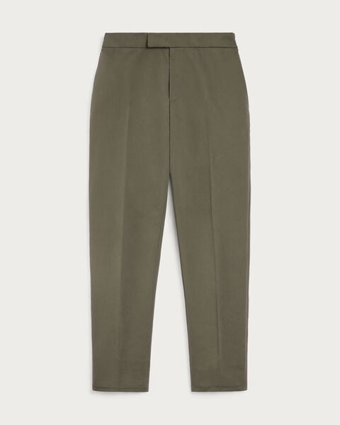 Alessio Trousers with Leather Zip-puller, Olive, hi-res