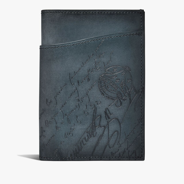 Escale Gradiant Scritto Leather Passport Holder, BLU MINERALE, hi-res 1