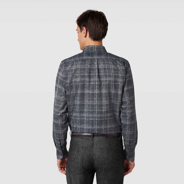Cotton Scritto Alessandro Buttondown Shirt, INDIGO SCRITTO CHECK, hi-res 3