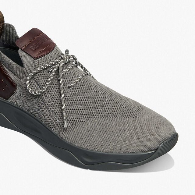 Shadow Scritto Knit And Lagoon Calf Sneaker, GREY, hi-res 6