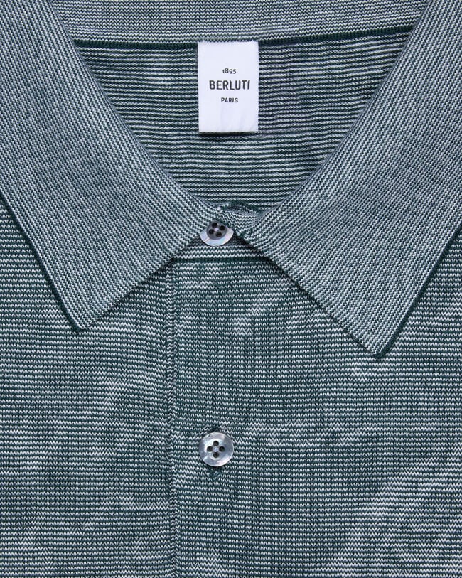 Light Scritto Pattern Polo, Dark Green, hi-res