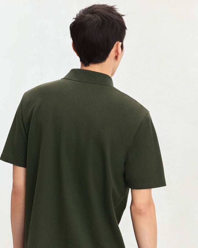 皮革细节Polo衫, Dark Green, hi-res