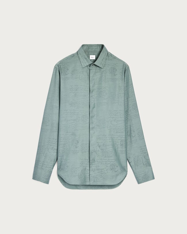 Andy Scritto Pattern Shirt, Slate Green, hi-res