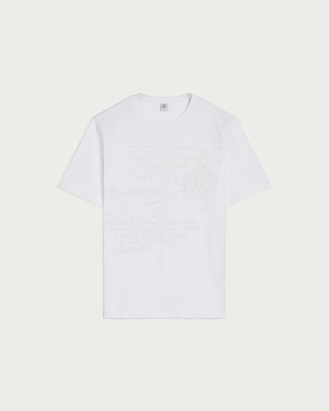 Scritto Embroidery T-shirt, Blanc Optique, hi-res