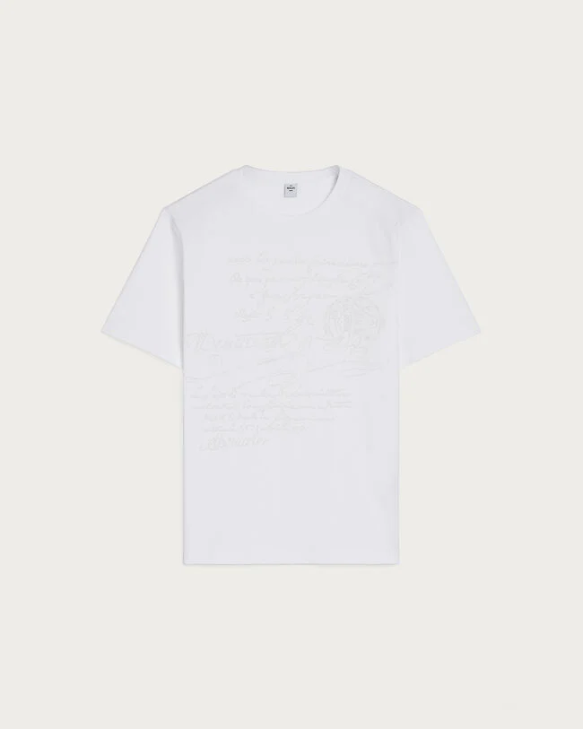 Scritto Embroidery T-shirt, Blanc Optique, hi-res