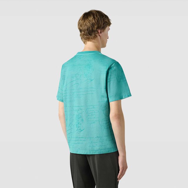 T-Shirt En Jacquard Scritto, AQUA GREEN, hi-res 3