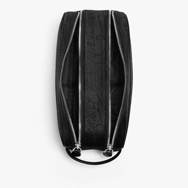 Formula 1003 Zipped Pouch In Scritto Leather, NERO GRIGIO, hi-res 9