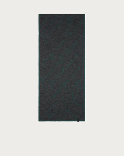 ダブルフェイス スクリットパターン ニット スカーフ, Dark Grey Melange, hi-res