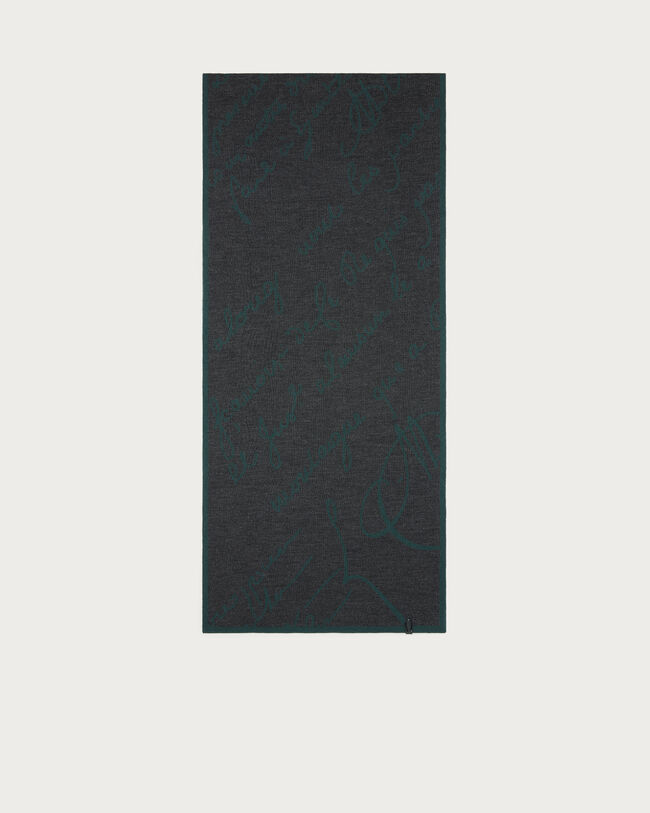 ダブルフェイス スクリットパターン ニット スカーフ, Dark Grey Melange, hi-res