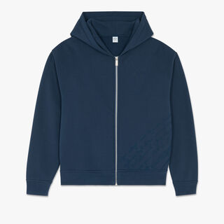 Embroidered Scritto Zip Up Hoodie, DEEP SPACE BLUE, hi-res