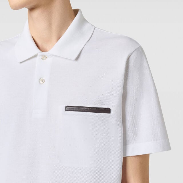 Leather Tab Pocket Polo, BLANC OPTIQUE, hi-res 3