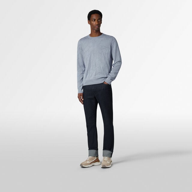 Diagonal Scritto Crewneck, TITANIUM BLUE, hi-res 4