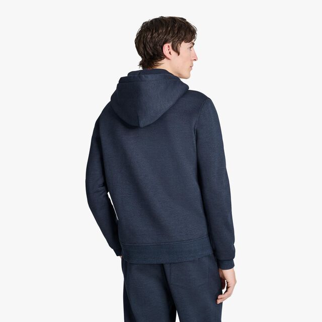 Hoodie With Leather Tab, COLD NIGHT BLUE, hi-res 3