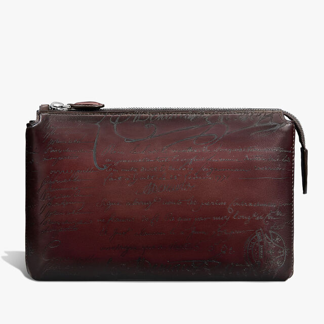 Tersio Scritto Leather Pouch, LEGNO BRUCIATO, hi-res 3