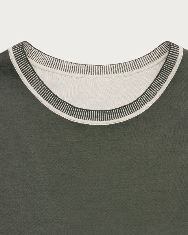 T-Shirt Reversible Bicolore, Ecru & Kaki, hi-res