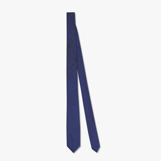 Cravate Scritto En Jacquard De Soie, INFINITY BLUE, hi-res 1