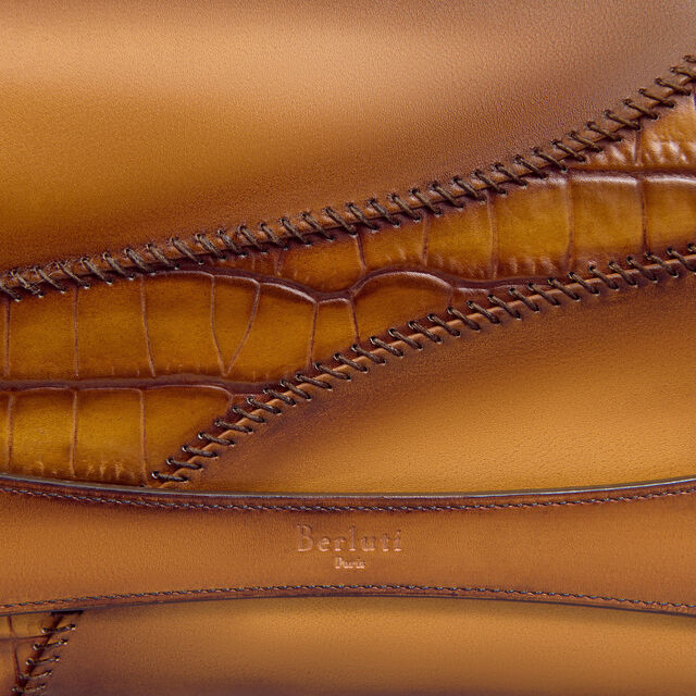 Tersio Leather And Alligator Leather Pouch, ICE GOLD, hi-res 5