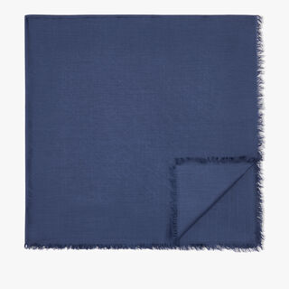 ウール＆シルク スクリット スカーフ, COLD NIGHT BLUE, hi-res