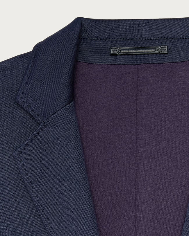 Bicolor Jersey Jacket with Leather Detail, Navy & Purple, hi-res