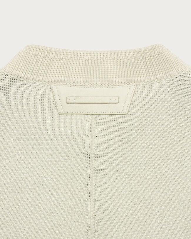 Bicolor Knitted Foresti&egrave;re with Leather Details, Ecru & Kaki, hi-res