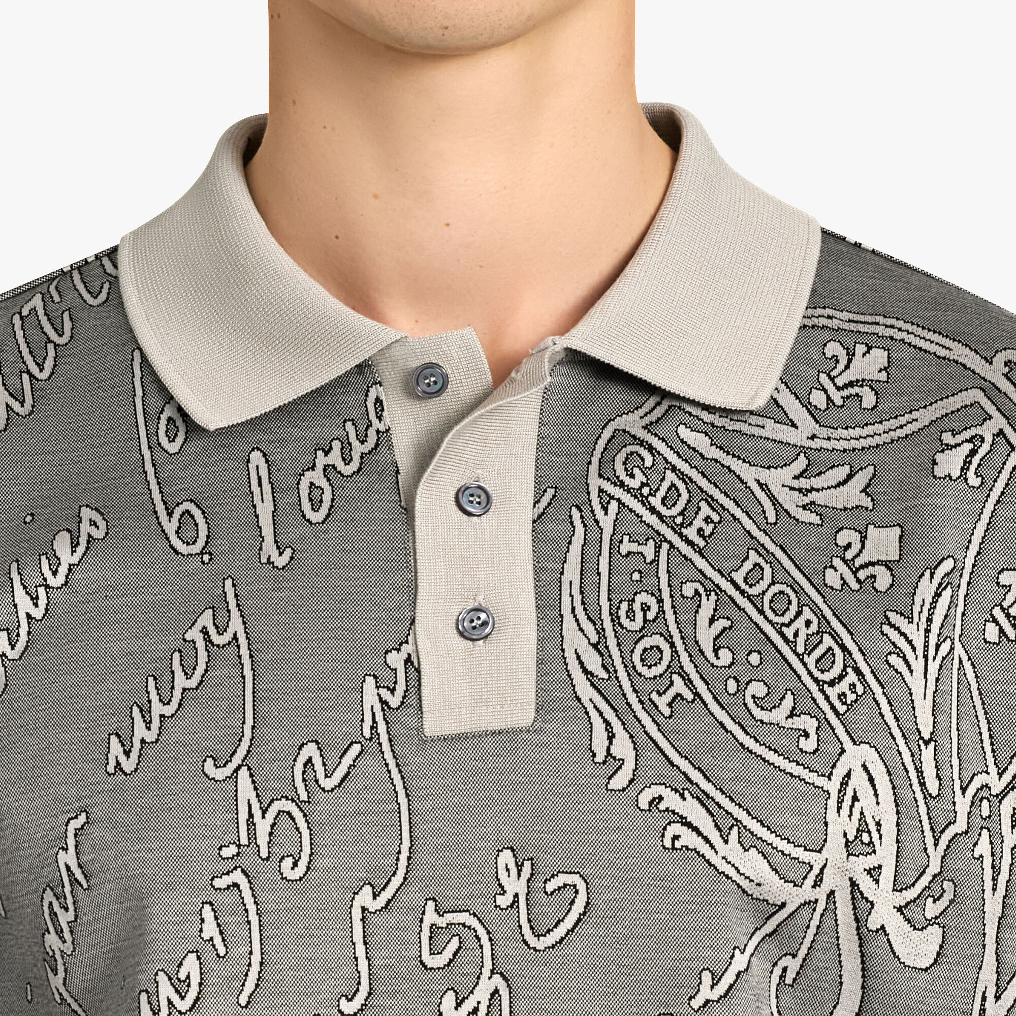 提花Scritto图纹Polo衫, NOIR, hi-res 5