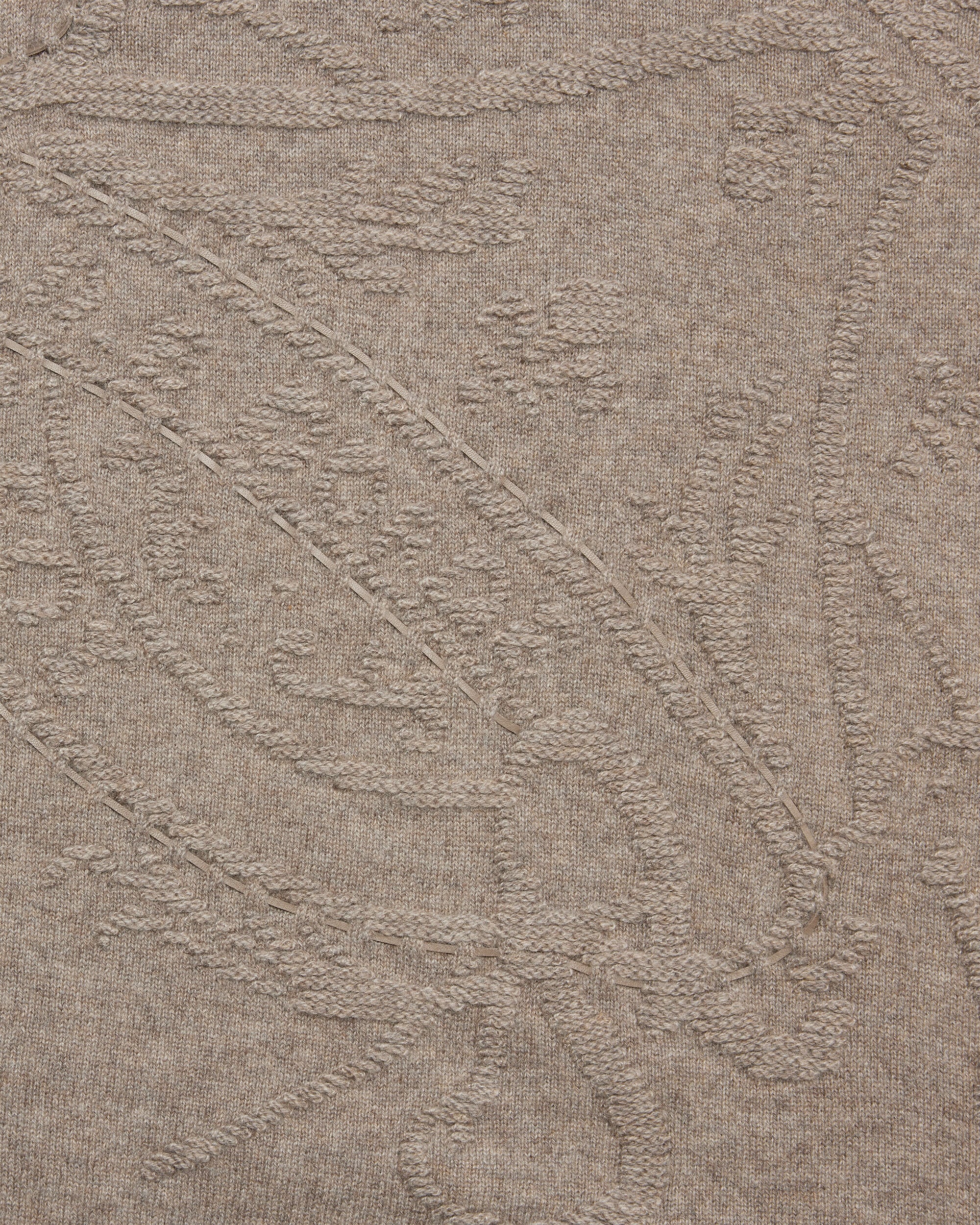 Cashmere Crewneck with Crest and Leather Braiding Details, Warm Beige, Image 1