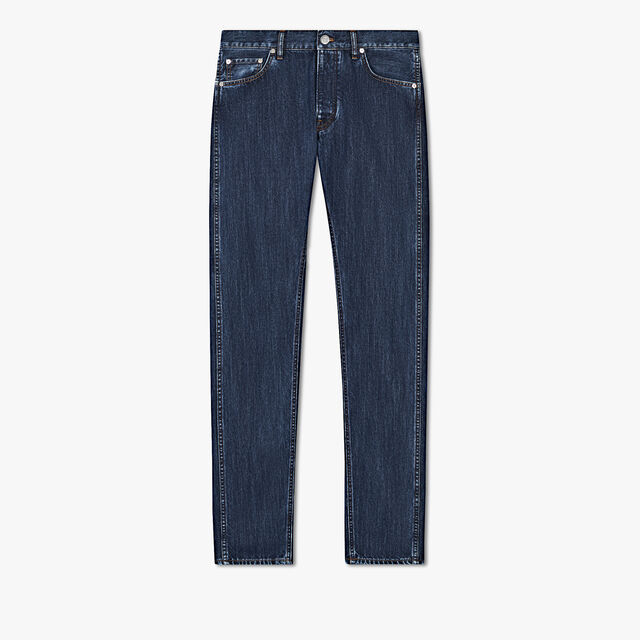 Denim Trousers With Scritto, MIDDLE BLUE, hi-res 1