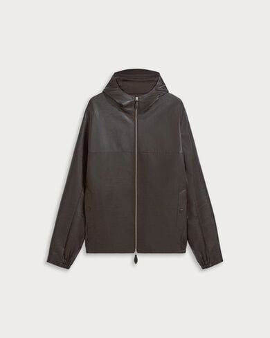 スクリットパターン フード ブルゾン, Chocolate Brown, hi-res