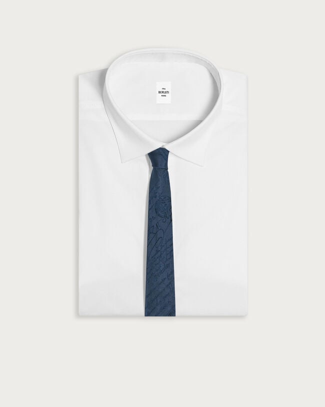 Scritto Pattern Tie, Dark Dusty Blue, hi-res