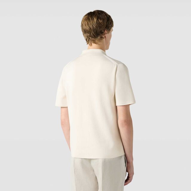 Polo En Coton Et Soie Zippé, OFF WHITE, hi-res 3