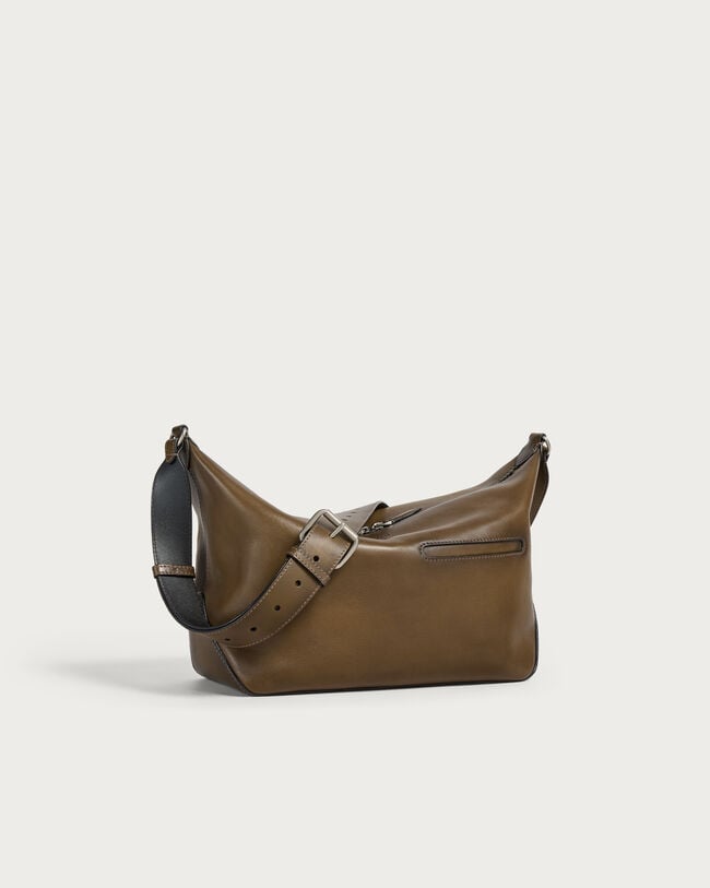 Toujours Soft Zipped Hobo Messenger, Dark Kaki, hi-res