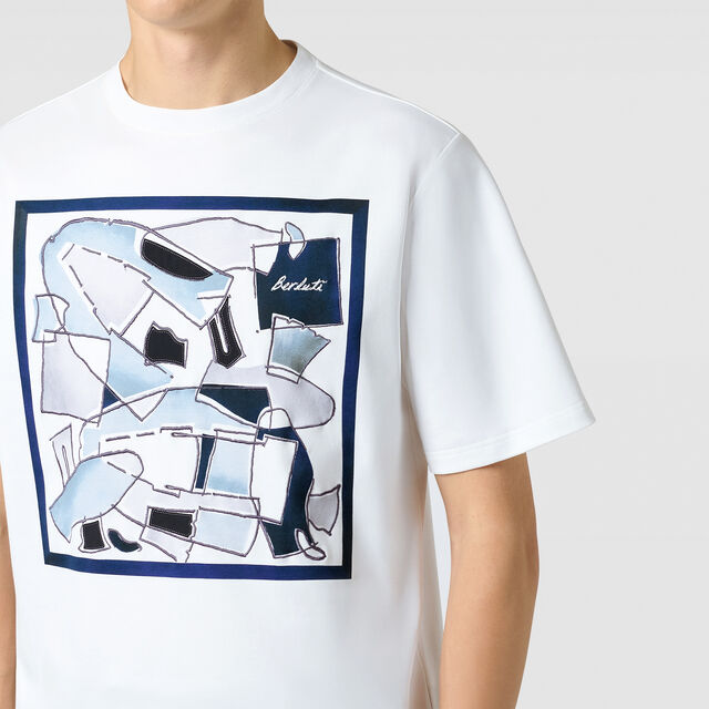 Shoe Collage T-shirt, OPTICAL WHITE/SHOE PATTERN BLU, hi-res 4