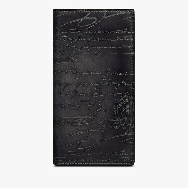 Portefeuille Long Zippé Santal En Cuir Scritto, NERO GRIGIO, hi-res 1