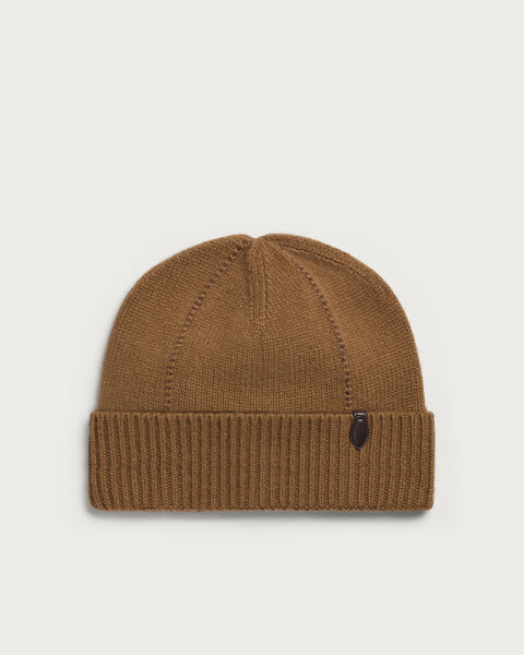 Leather Braiding Beanie, Walnut, hi-res