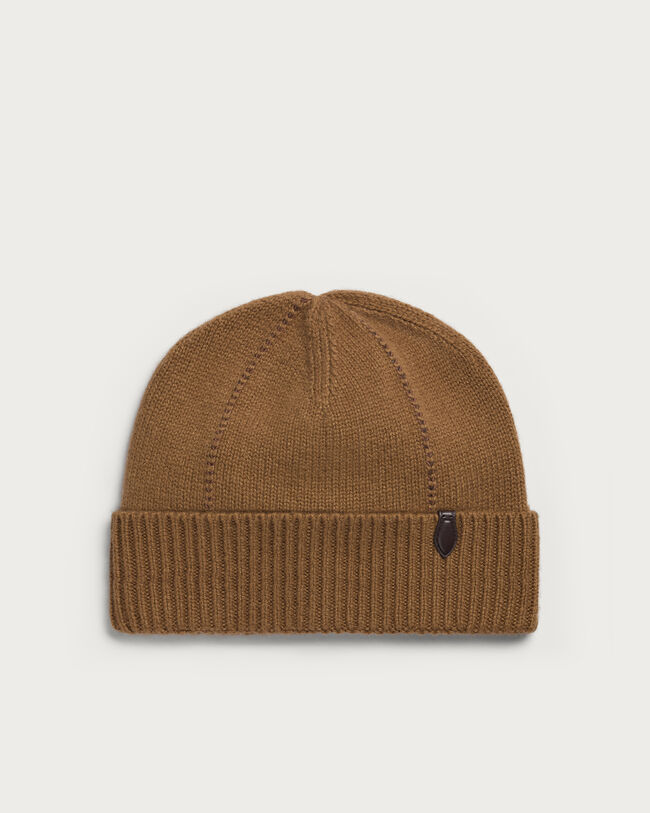 Leather Braiding Beanie, Walnut, hi-res