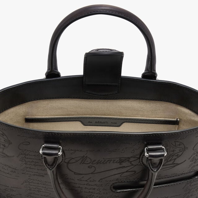 Cabas Toujours Xs En Cuir Scritto, NERO GRIGIO, hi-res 10