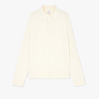 Wool Polo With Leather Detail, COTTON WHITE, hi-res