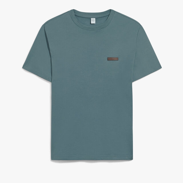 Leather Tab T-shirt, STONE BLUE, hi-res 1