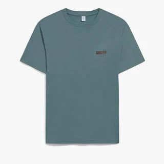 Leather Tab T-shirt, STONE BLUE, hi-res