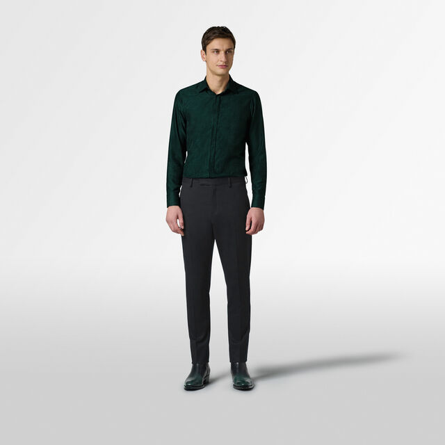 Cotton Silk Scritto Andy Shirt, FIR GREEN, hi-res 4