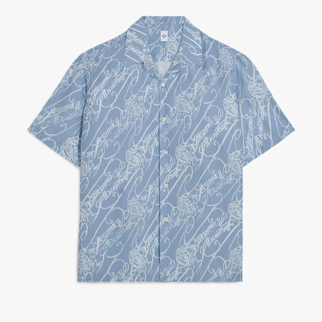 Marbeuf Scritto Short Sleeved Shirt, CORNFLOWER BLUE SCRITTO, hi-res 1