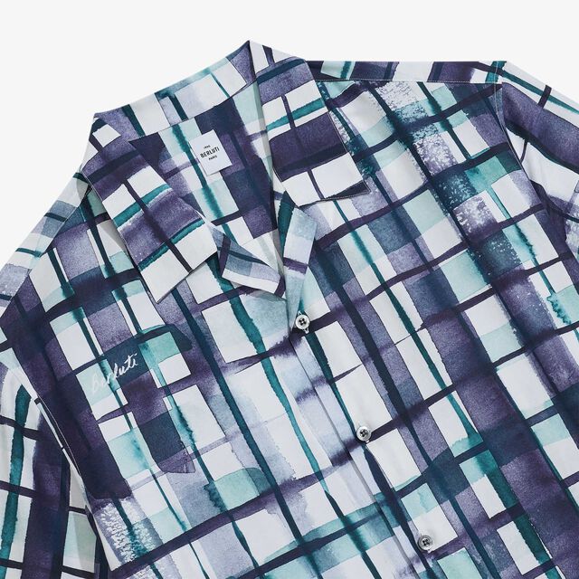 Watercolor Checks Short Sleeved Shirt, PURPLE WATERCOLOR CHECK, hi-res 6