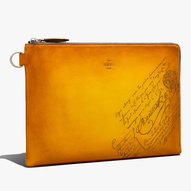 Nino GM Scritto Leather Clutch, MIMOSA, hi-res 3