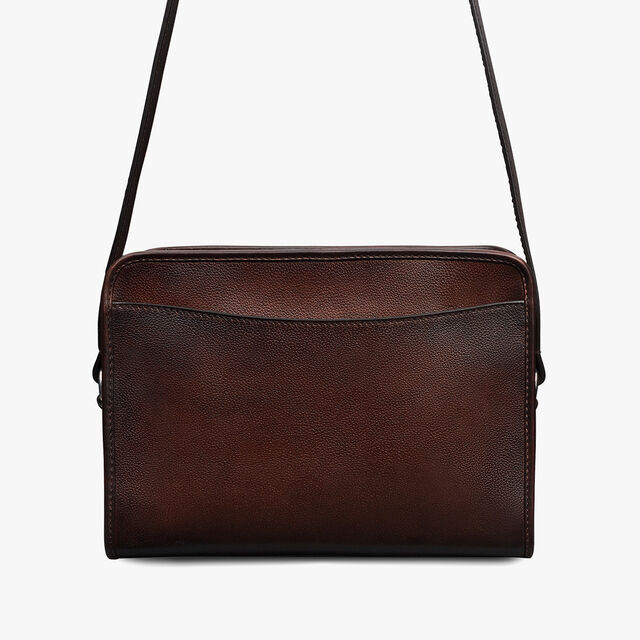 Sac Bandoulière Journalier En Cuir Scritto, SOFT BROWN, hi-res 3