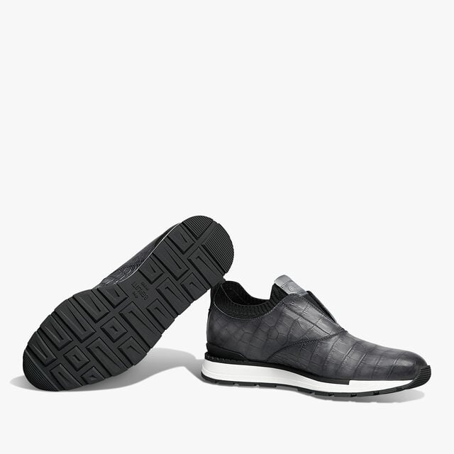 Slip-on sneaker Fast Track En Cuir D'Alligator Et Maille, ALUMINIO, hi-res 4