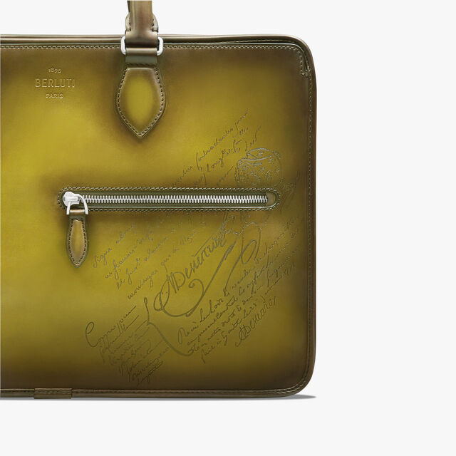 Un Jour Scritto Leather Briefcase, JUNGLE GREEN, hi-res 5