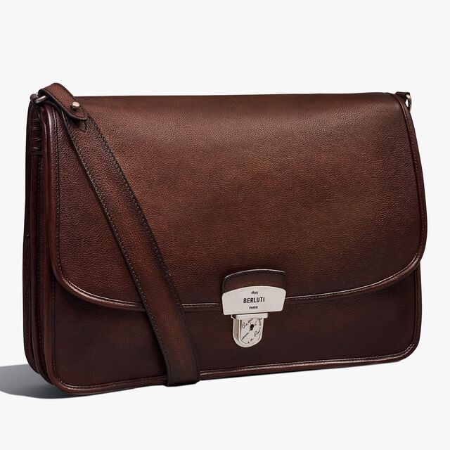 Postino PM Leather Briefcase, SOFT BROWN, hi-res 2