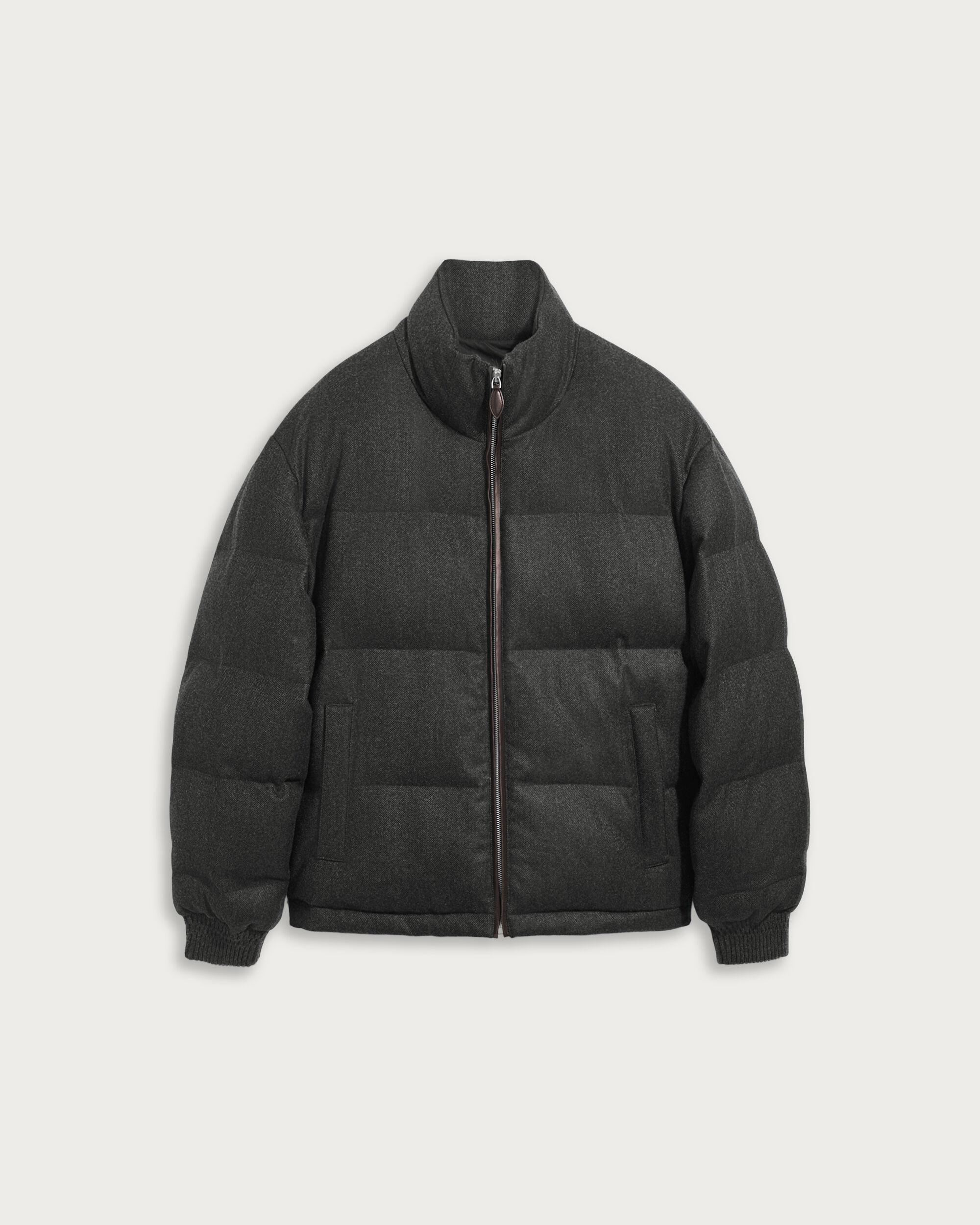 Herringbone Puffer Jacket, Midnight Grey, hi-res