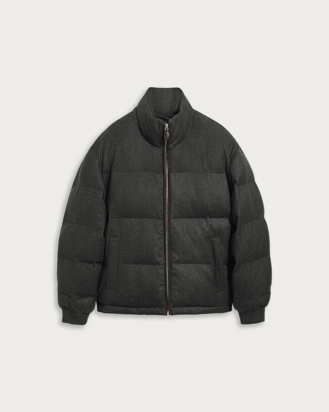 Herringbone Puffer Jacket, Midnight Grey, hi-res