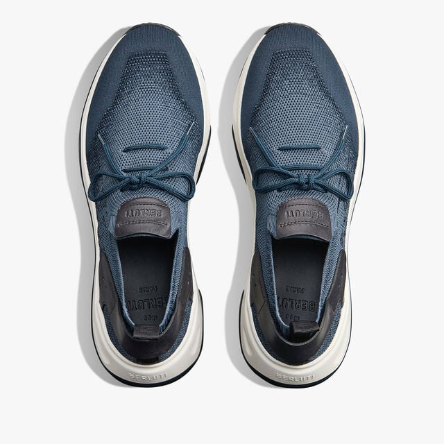 Shadow Scritto Knit And Lagoon Calf Sneaker, GRADIANT BLUE, hi-res 3